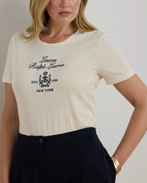 Жіноча футболка Ralph Lauren з вишивкою 1159862117 (Молочний M)