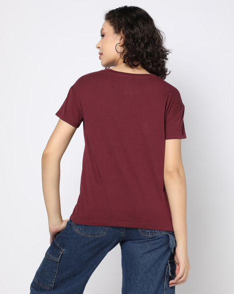 Жіноча футболка з логотипом Armani Exchange 1159862218 (Бордовий XS)