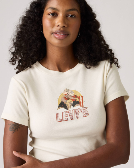 Женская футболка Levi's со стразами 1159862672 (Молочный M)