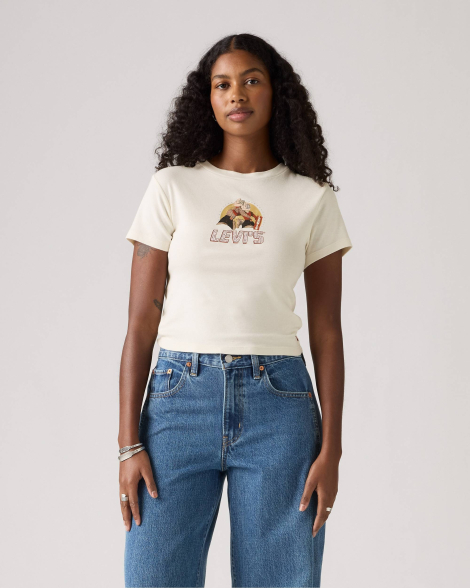 Женская футболка Levi's со стразами 1159862672 (Молочный M)