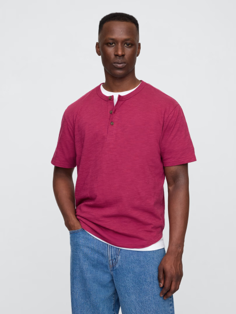 Мужская футболка GAP на пуговицах 1159862744 (Розовый M)