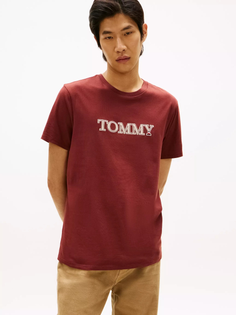 Мужская футболка Tommy Hilfiger с вышитым логотипом 1159862813 (Бордовый M)