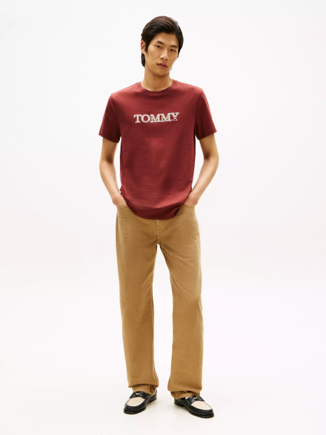 Мужская футболка Tommy Hilfiger с вышитым логотипом 1159862813 (Бордовый M)