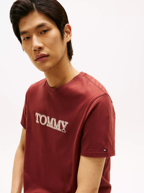 Мужская футболка Tommy Hilfiger с вышитым логотипом 1159862813 (Бордовый M)