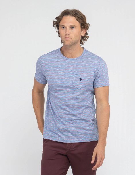 Футболка U.S. Polo Assn в полоску 1159863074 (Голубой M)