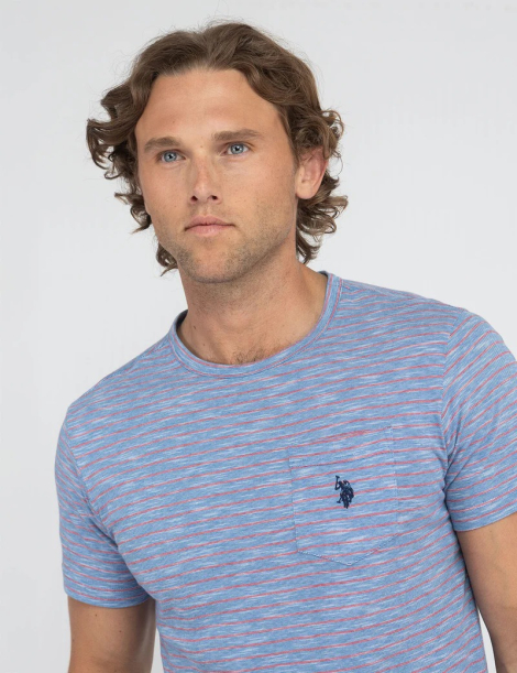 Футболка U.S. Polo Assn в полоску 1159863074 (Голубой M)