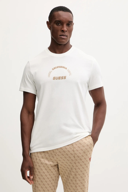 Мужская футболка Guess с принтом 1159863187 (Молочный L)