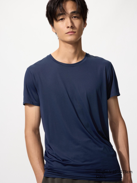 Футболка AIRism с круглым вырезом UNIQLO 1159863352 (Синий XXL)