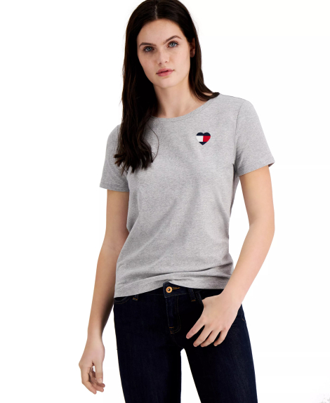 Женская футболка Tommy Hilfiger с вышивкой 1159863429 (Серый L)