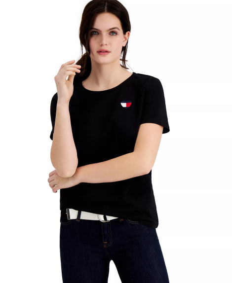 Женская футболка Tommy Hilfiger с вышивкой 1159863928 (Черный XL)