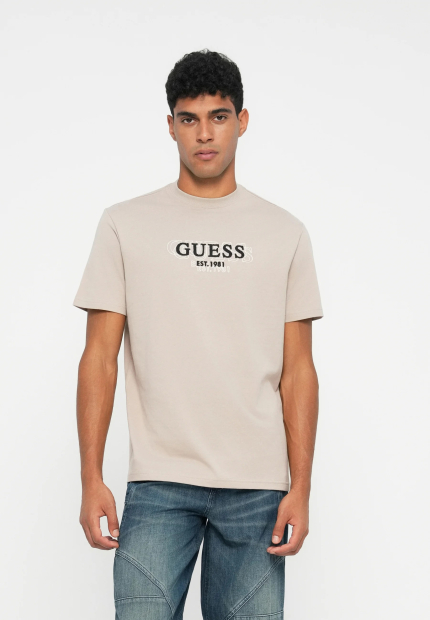 Мужская футболка Guess с логотипом 1159863973 (Бежевый S)