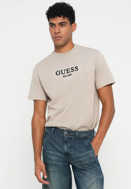 Мужская футболка Guess с логотипом 1159863973 (Бежевый S)