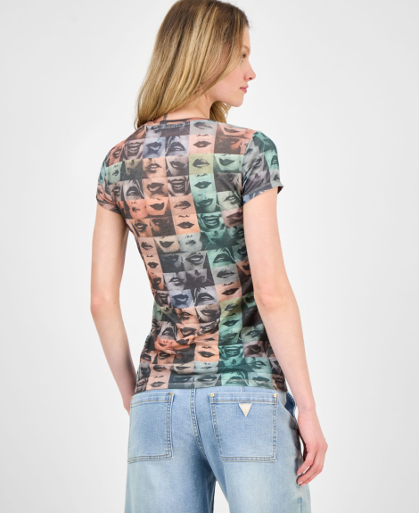 Женская футболка GUESS с принтом и стразами 1159864145 (Разные цвета S)