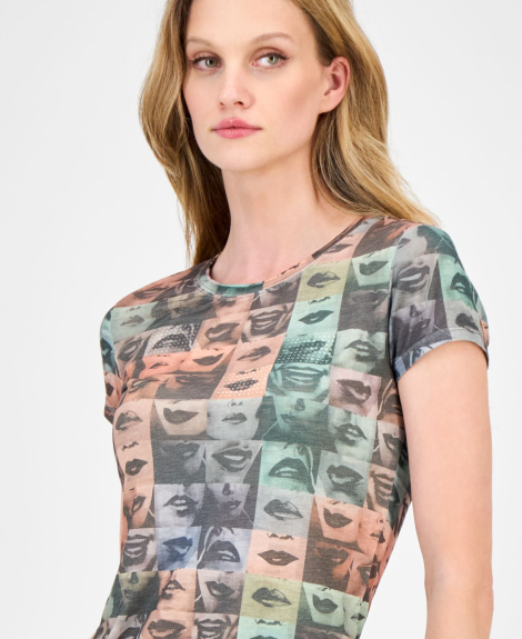 Женская футболка GUESS с принтом и стразами 1159864145 (Разные цвета S)