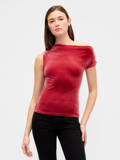 Женская асимметричная футболка GAP 1159864284 (Красный S)