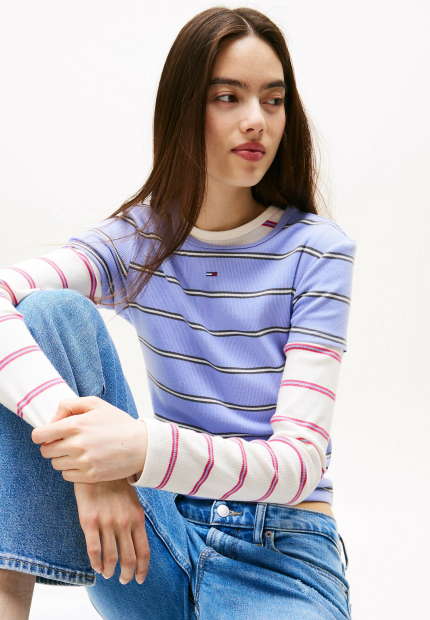 Футболка в рубчик Tommy Hilfiger в полоску 1159864661 (Голубой XL)