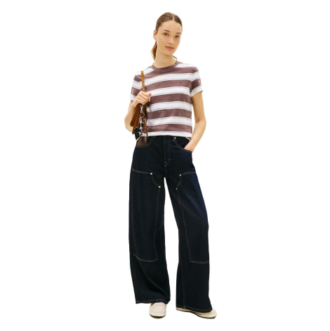 Женская футболка Tommy Hilfiger в полоску 1159864773 (Белый/Коричневый XS)