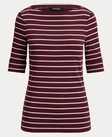 Женская футболка Ralph Lauren в полоску 1159864872 (Бордовый XL)