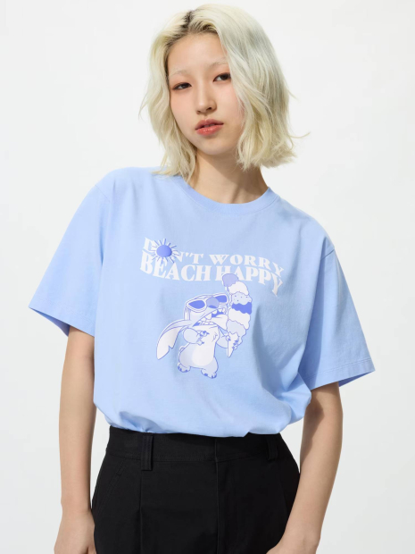 Футболка Disney UNIQLO с принтом Lilo & Stitch 1159864943 (Голубой XL)