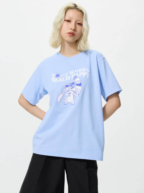 Футболка Disney UNIQLO с принтом Lilo & Stitch 1159864943 (Голубой XL)