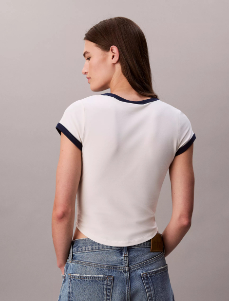 Женская футболка Calvin Klein с логотипом 1159865322 (Молочный XL)