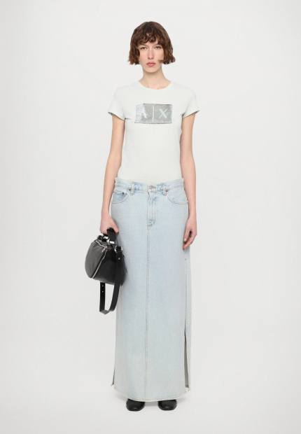 Женская футболка Armani Exchange с логотипом из пайеток 1159865394 (Зеленый XXL)