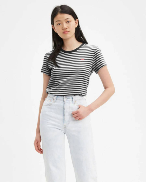 Женская футболка Levi's в полоску 1159865503 (Черный/Белый S)