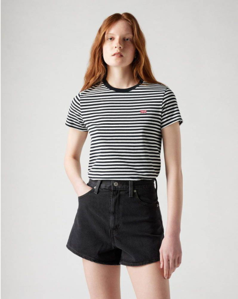 Женская футболка Levi's в полоску 1159865435 (Черный/Белый XXL)