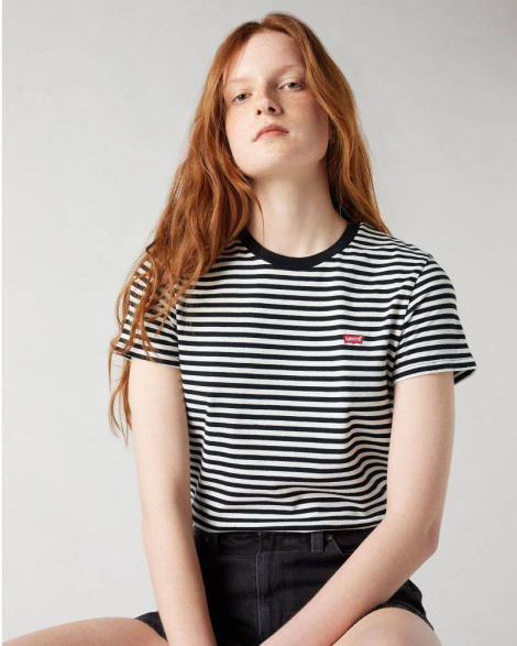 Женская футболка Levi's в полоску 1159865435 (Черный/Белый XXL)