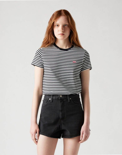 Женская футболка Levi's в полоску 1159865435 (Черный/Белый XXL)