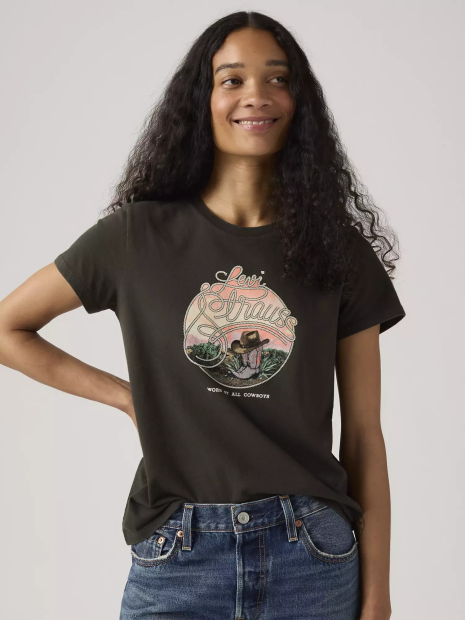 Жіноча футболка Levi's з логотипом та принтом 1159865452 (Чорний XS)
