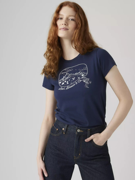 Женская футболка Levi's с принтом 1159865463 (Синий M)