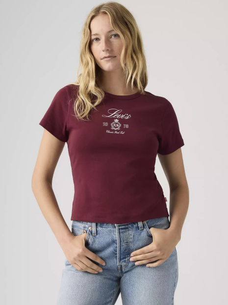 Женская футболка Levi's с принтом 1159865476 (Бордовый M)