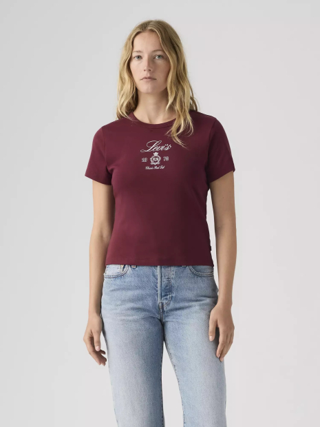 Женская футболка Levi's с принтом 1159865476 (Бордовый M)