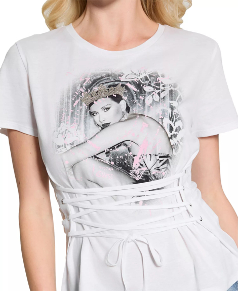 Женская футболка GUESS со шнуровкой 1159865567 (Белый S)