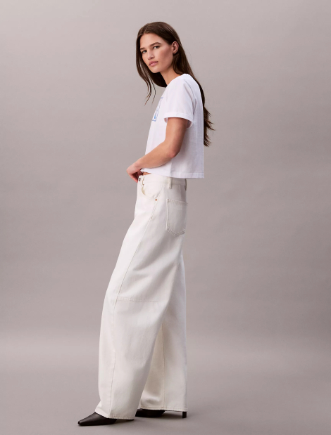 Женская укороченная футболка Calvin Klein с логотипом 1159865589 (Белый XS)
