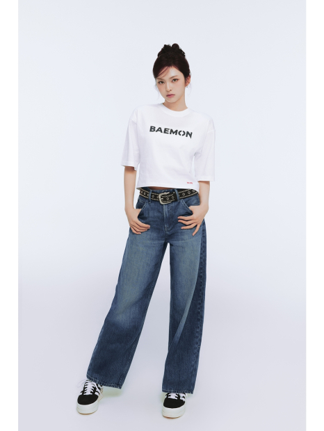 Укороченная футболка UNIQLO с принтом 1159870267 (Белый XL)