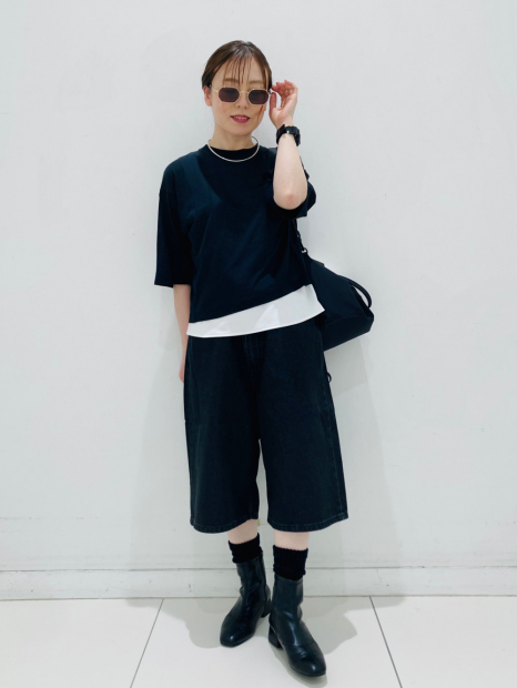 Укороченная лёгкая футболка UNIQLO 1159874175 (Черный XS)