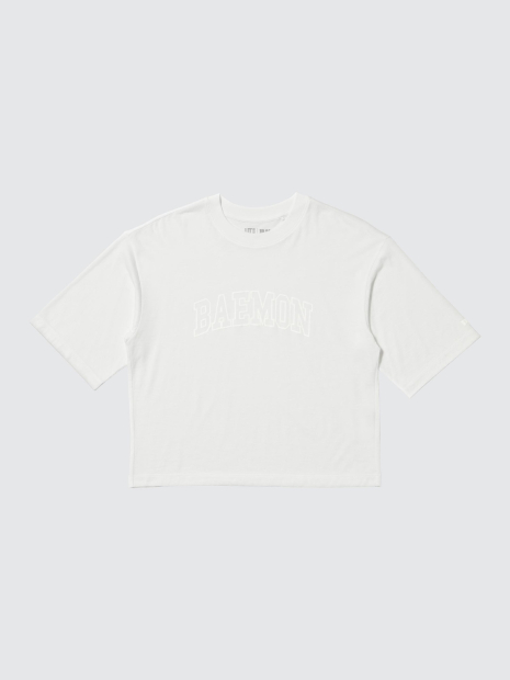 Укороченная лёгкая футболка UNIQLO с принтом 1159876638 (Белый XL)