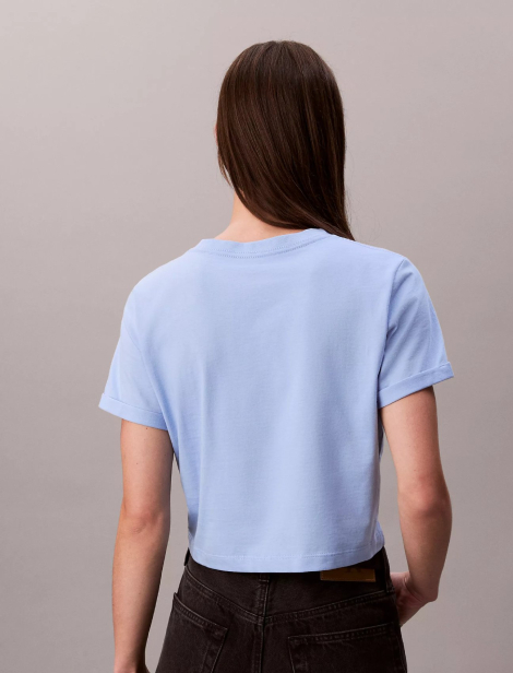 Женская укороченная футболка Calvin Klein с логотипом 1159918952 (Голубой XS)