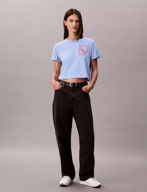Женская укороченная футболка Calvin Klein с логотипом 1159919858 (Голубой M)