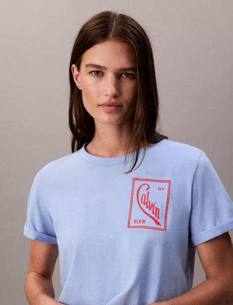Женская укороченная футболка Calvin Klein с логотипом 1159919858 (Голубой M)