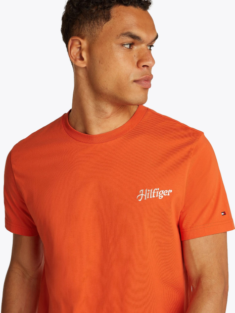 Мужская футболка Tommy Hilfiger с принтом сзади 1159920973 (Оранжевый S)