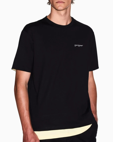 Футболка Armani Exchange с эффектом многослойности 1159924403 (Черный L)