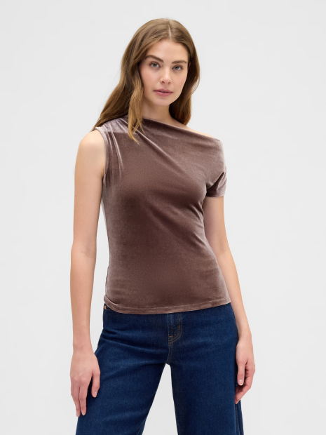 Женская асимметричная футболка GAP 1159932403 (Коричневый S)