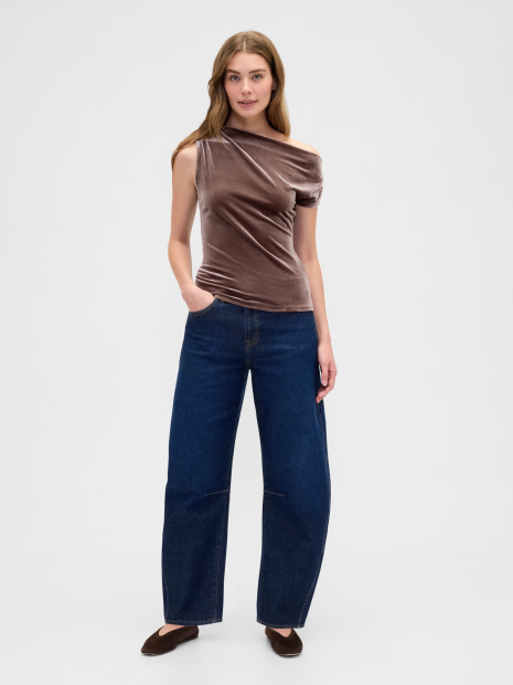 Женская асимметричная футболка GAP 1159932403 (Коричневый S)