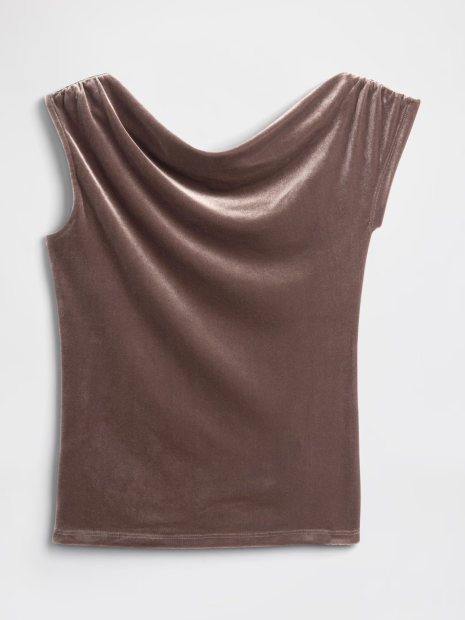 Женская асимметричная футболка GAP 1159932403 (Коричневый S)