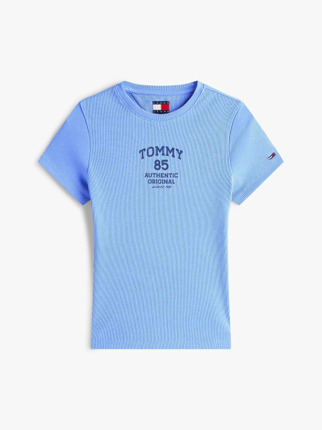 Футболка в рубчик Tommy Hilfiger с логотипом 1161208671 (Голубой S)