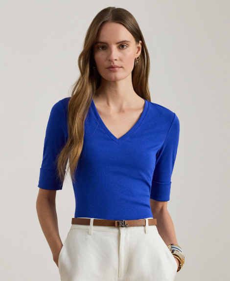Жіноча футболка Ralph Lauren з V-подібним вирізом 1160200508 (Синій XXL)