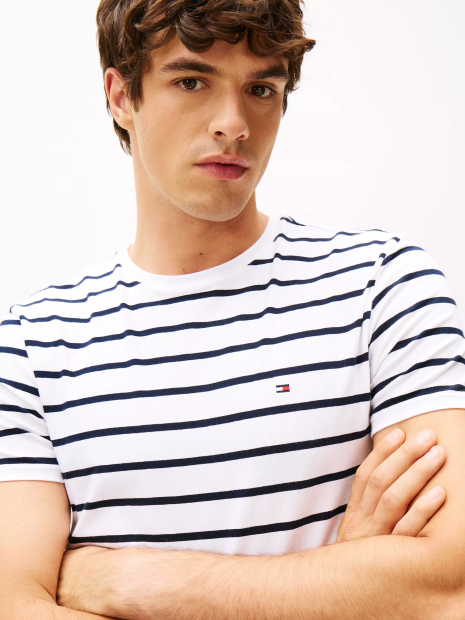 Мужская футболка Tommy Hilfiger в полоску 1160346129 (Белый L)